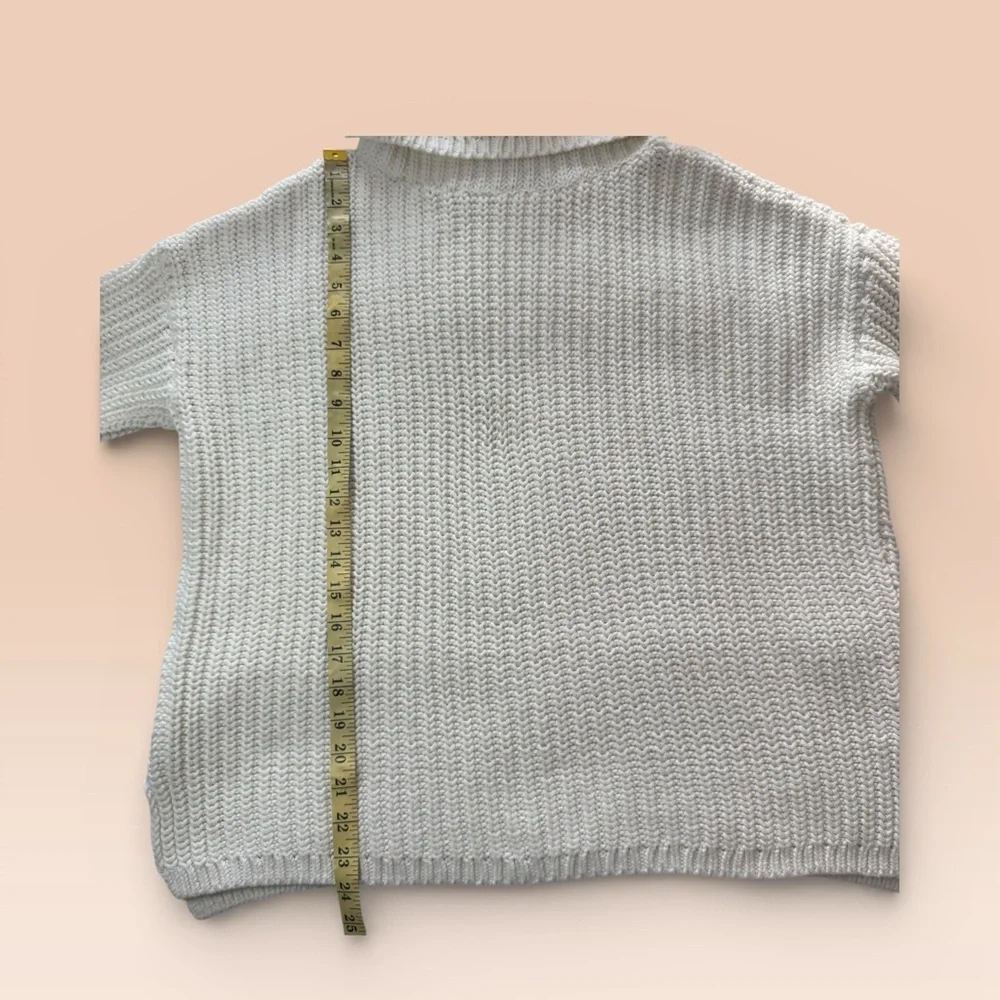 Haven Well Within Women’s Chunky Knit Cotton Cream Medium Turtleneck Sweater - Picture 3 of 7